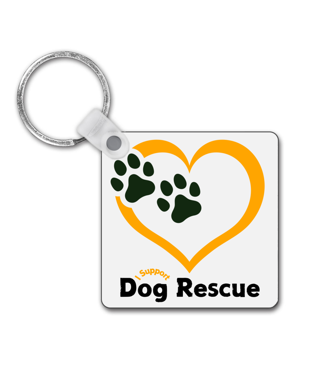 Square Keyring Heart And Paws