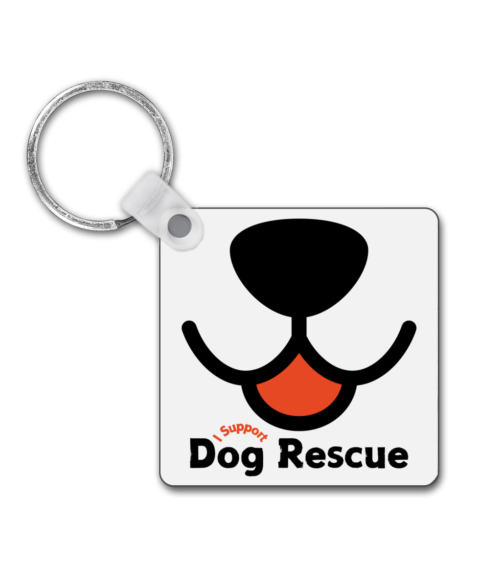 Square Keyring Happy Dog