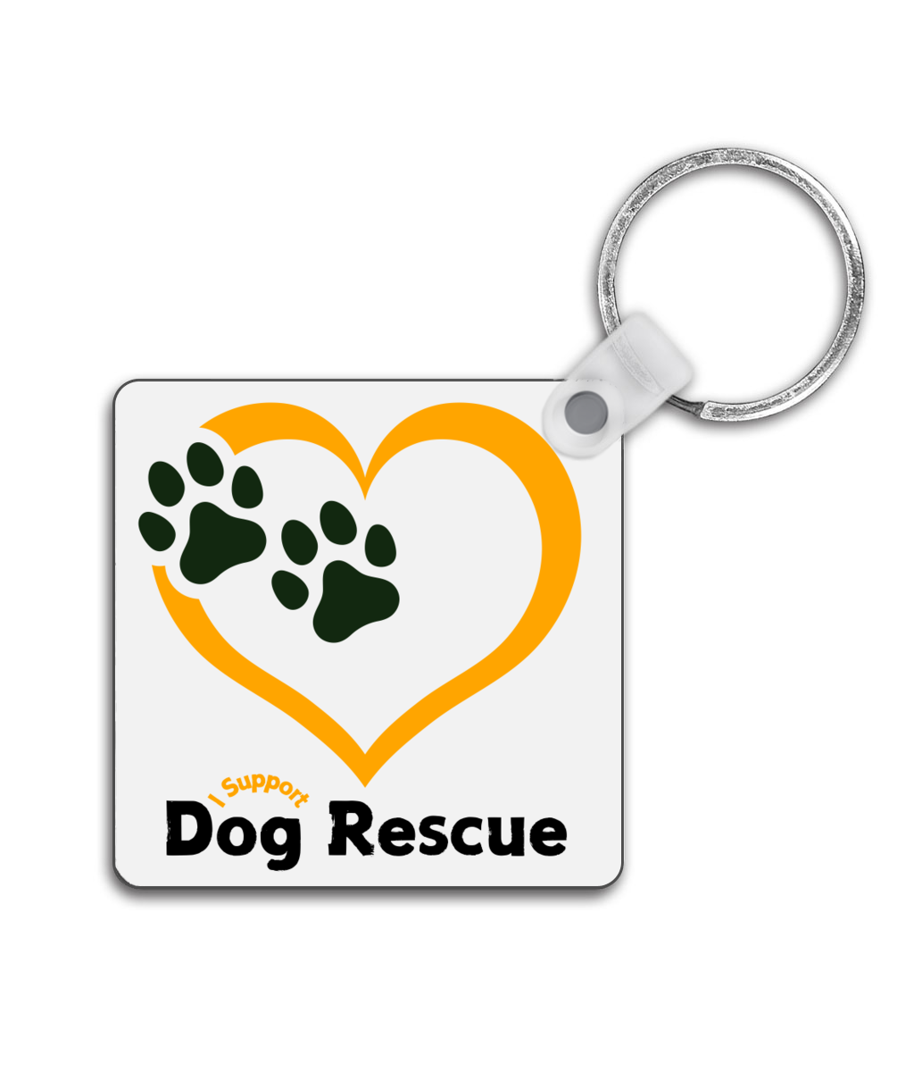 Square Keyring Heart And Paws