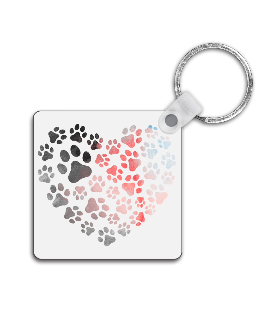 Square Keyring Heart Of Paws