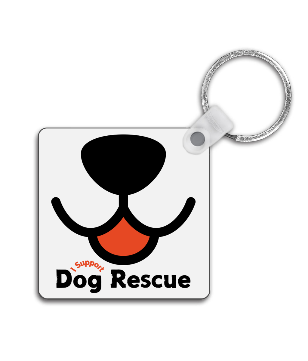 Square Keyring Happy Dog
