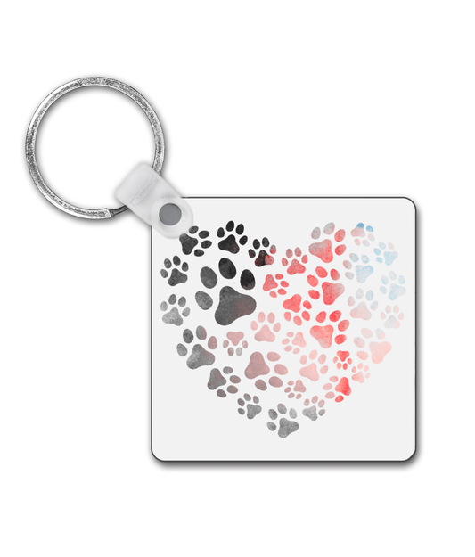 Square Keyring Heart Of Paws